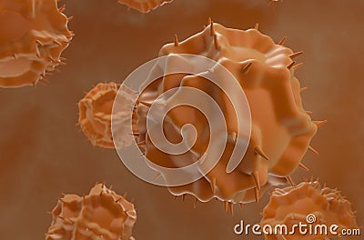 Dandelion pollen grains - closeup view 3d illustration Stock Photo