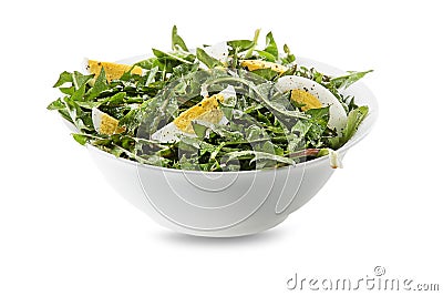 Dandelion salad with eggs Stock Photo