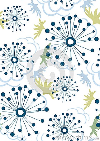 Dandelion seamless pattern vector floral design primitive scandinavian Stock Photo