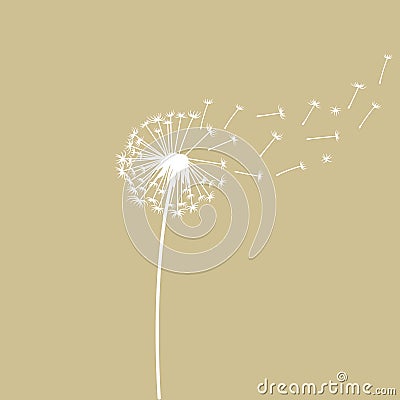 Dandelion with seeds blown away by the wind. Hand drawn illustration for holiday cards banner template Vector Illustration