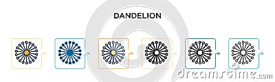 Dandelion vector icon in 6 different modern styles. Black, two colored dandelion icons designed in filled, outline, line and Vector Illustration