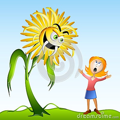 Dandelion Weed Allergy Monster Cartoon Illustration