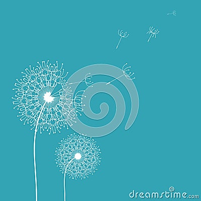 Dandelion in the wind background Vector Illustration