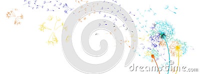 Dandelions rainbow in the wind - vector. Vector Illustration
