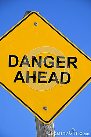 Danger Ahead Sign Stock Photo