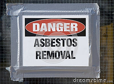 Danger Asbestos Removal Stock Photo