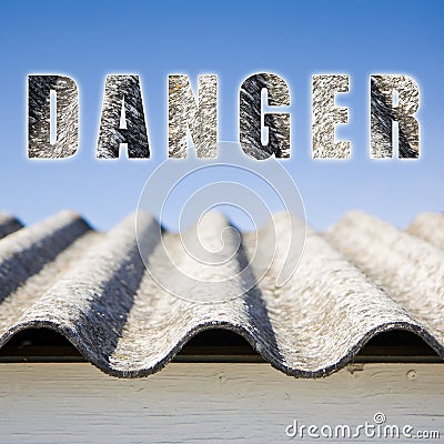 Danger asbestos roof concept Stock Photo