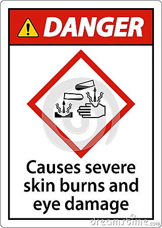 Danger Causes Severe Skin Burns Eye Damage GHS Sign Vector Illustration