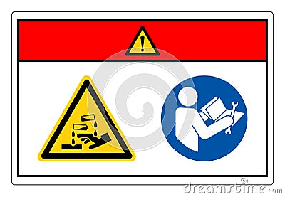 Danger Chemical Hazard Read Technical Manual Before Servicing Symbol Sign, Vector Illustration, Isolate On White Background Label Vector Illustration
