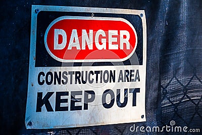 Danger Construction Area Keep Out Editorial Stock Photo