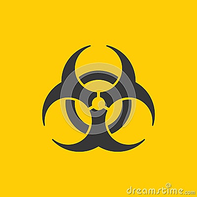 Yellow Danger Coronavirus Biohazard Warning Sign. Vector Vector Illustration