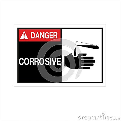 Danger Corrosive Symbol Sign,Vector Illustration, Isolated On White Background Label Vector Illustration