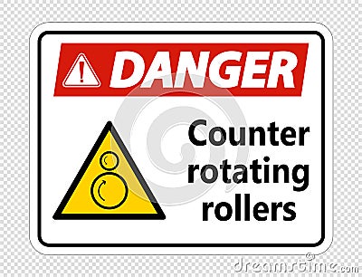 symbol Danger counter rotating rollers sign on transparent background Vector Illustration