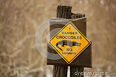 Danger crocodiles sign Stock Photo