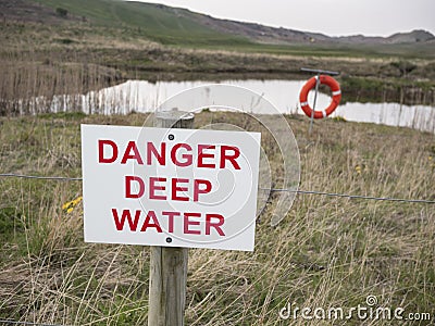 Danger Deep Water Warning Sign Stock Photo