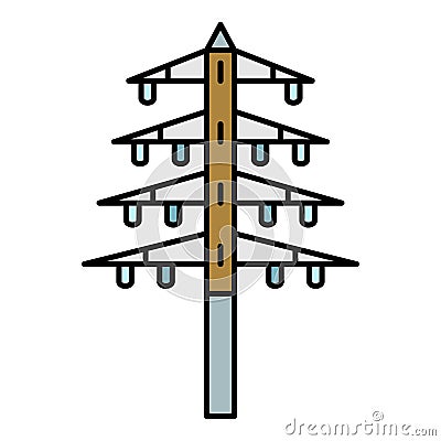 Danger electric tower icon color outline vector Vector Illustration