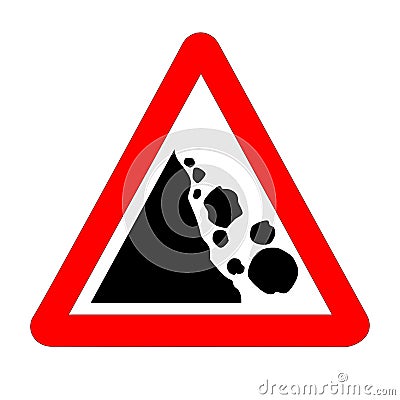 Danger Falling Rocks Traffic Sign Isolated Vector Illustration