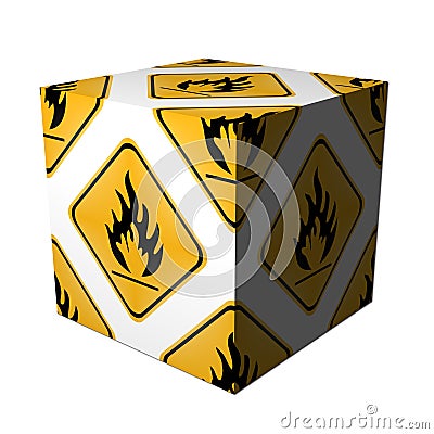 Danger flammable cube Cartoon Illustration