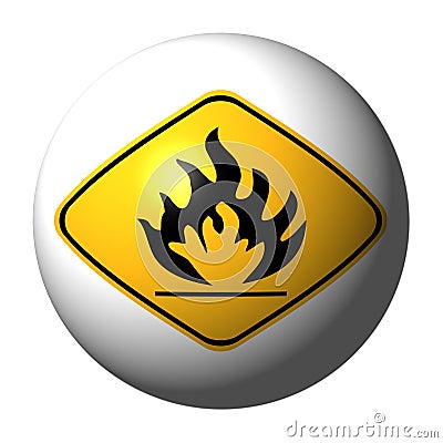 Danger flammable sign sphere Cartoon Illustration