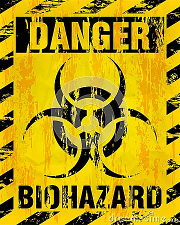 Danger grunge symbol sign. Biohazard sign of biological threat alert Vector Illustration