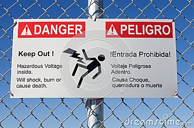 Danger Hazardous Voltage Sign Stock Photo