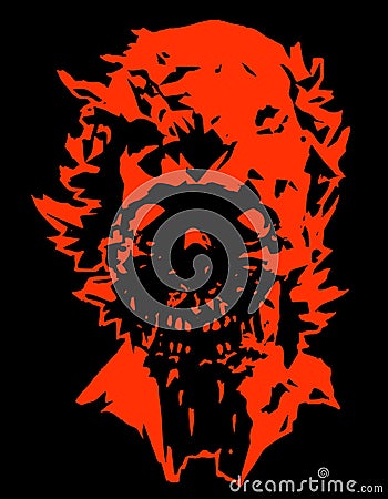 Danger head of screaming zombie character with a torn face. Vector illustration. Vector Illustration