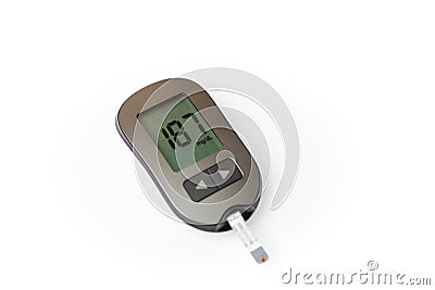 Danger of hyperglycemia, glucometer with high blood sugar Stock Photo