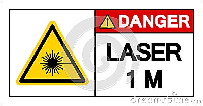 Danger Laser 1 M. Symbol Sign ,Vector Illustration, Isolate On White Background Label. EPS10 Vector Illustration