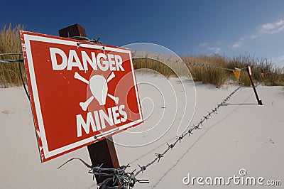 Danger mines sign 2 Editorial Stock Photo