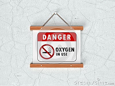 Danger Oxygen In Use Sign - No Smoking Vector Illustration