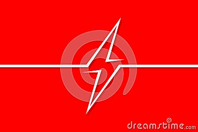 Danger sign electricity on a red background in the style of line art Vector Illustration