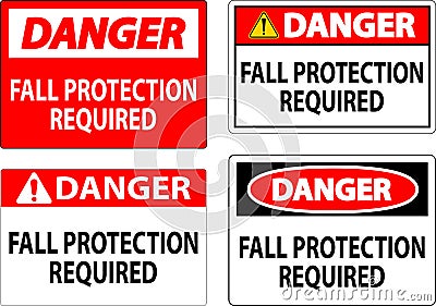 Danger Sign, Fall Protection Required Vector Illustration