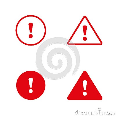 Danger sign flat design. Caution error icon. Set of filled and outline icons for web and prints Vector Illustration