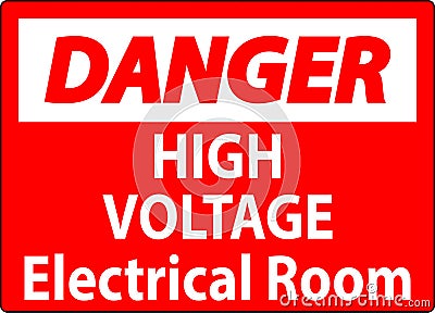 Danger Sign High Voltage - Electrical Room Vector Illustration