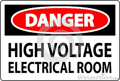 Danger Sign High Voltage - Electrical Room Vector Illustration