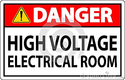 Danger Sign High Voltage - Electrical Room Vector Illustration