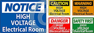Danger Sign High Voltage - Electrical Room Vector Illustration