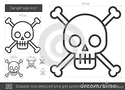 Danger sign line icon. Vector Illustration
