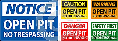 Danger Sign Open Pit - No Trespassing Vector Illustration