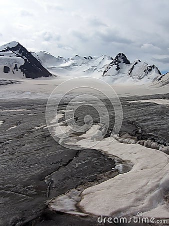 Danger split on the glacier in Tien Shan mountains Stock Photo