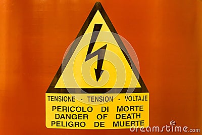 Danger Tension Sign Stock Photo