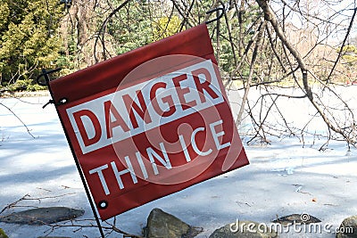 Danger Thin Ice Stock Photo