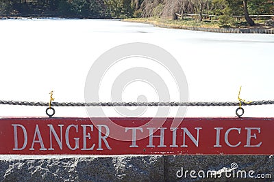 Danger Thin Ice Stock Photo