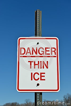 Danger thin ice Stock Photo