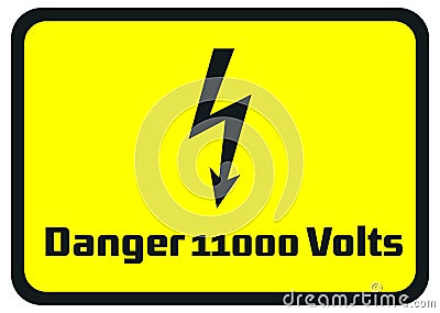 Danger 11000 Volts Hazard Warning Signs Vector Illustration