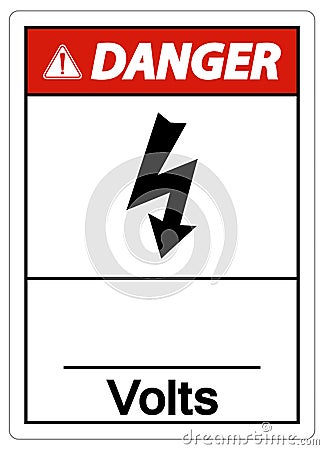 Danger Volts Symbol Sign On White Background Vector Illustration