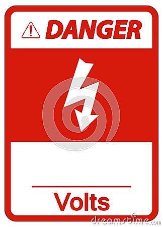 Danger Volts Symbol Sign On White Background Vector Illustration