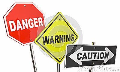 Danger Warning Caution Stop Yield Road Street Signs Stock Photo