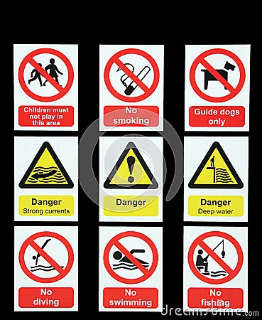 Danger warning signs Stock Photo