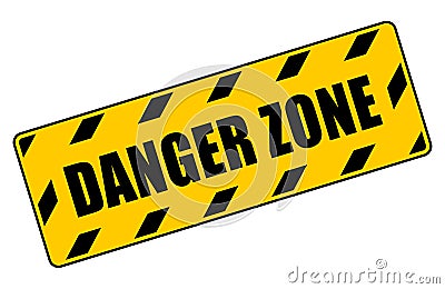 Danger zone yellow warning sign Vector Illustration